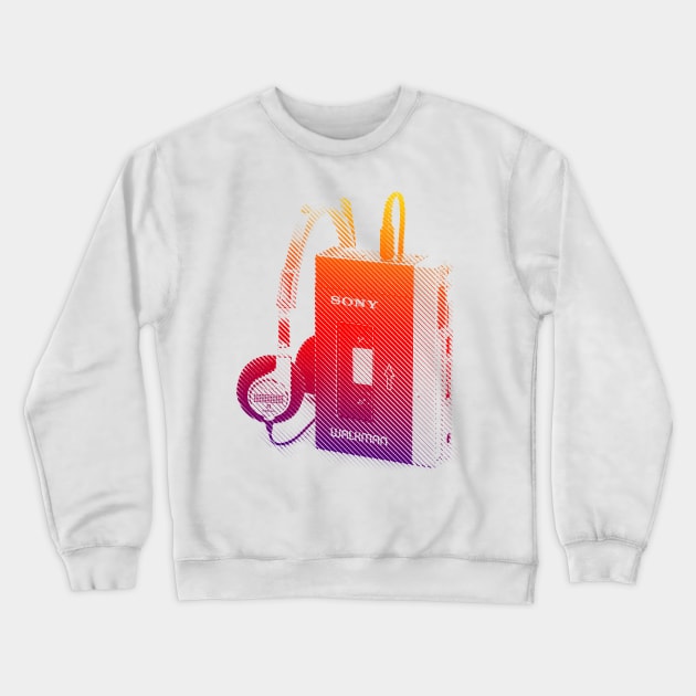 Vintage Style Walkman Aesthetic Design Crewneck Sweatshirt by DankFutura